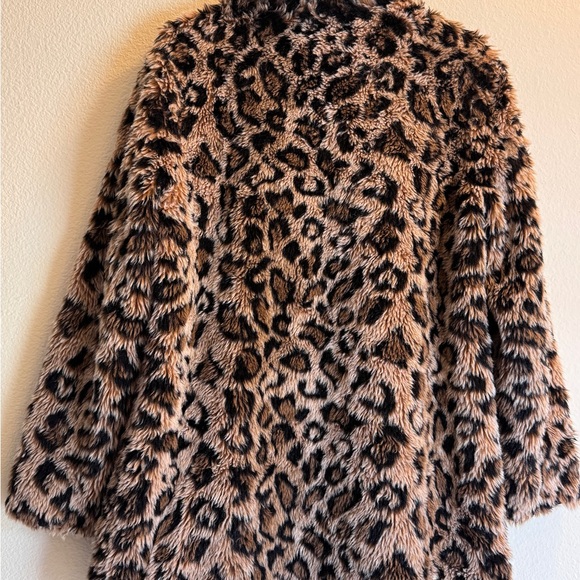 Free People Leopard Faux Fur Teddy Jacket Oversized Small - Picture 8 of 11